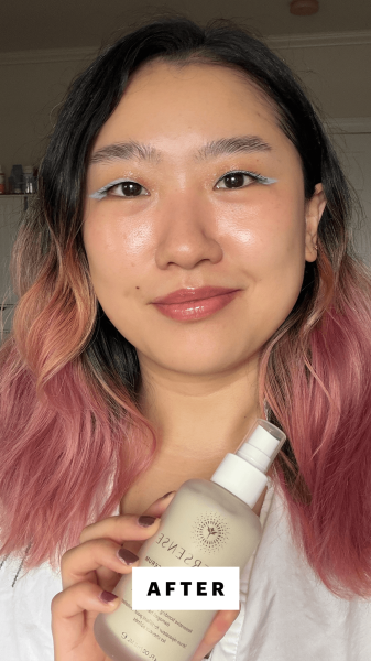 Han after applying the Innersense Overnight Repair Serum