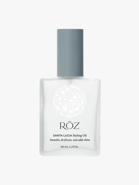Roz Santa Lucia Styling Oil in branded component on a light gray background