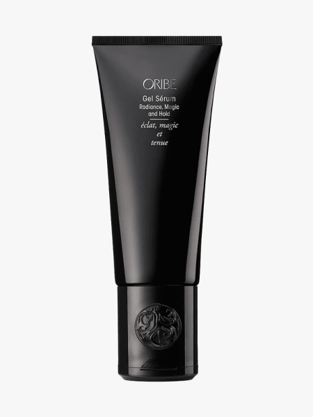 Oribe Gel Sérum in branded tube component on a light gray background